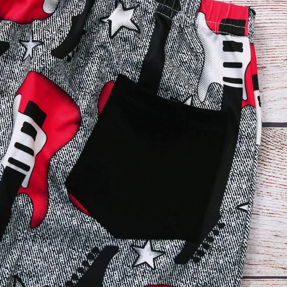 Toddler Boy Rock And Roll Graphic Tee & Rocker Guitar Shorts Set Kids Summer Set